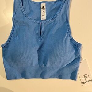 90 Degree By Reflex Blue Seamless Crop Tank w removable cups- NWT